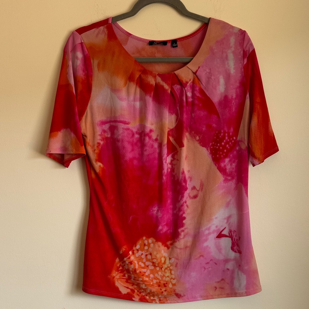Strazzi Pink and Red Women's Blouse Size Large